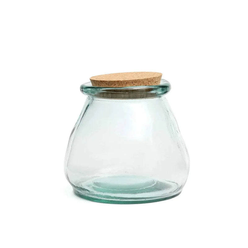 Vorratsglas aus recyceltem Glas, ausgestellt – Korkdeckel