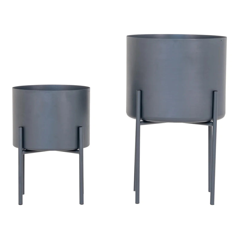 Übertöpfe aus Stahl in Grau - 2er-Set Ø 21 cm
