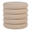 Pouf rond bouclé beige avec rangement, Ø44 cm, tissu texturé