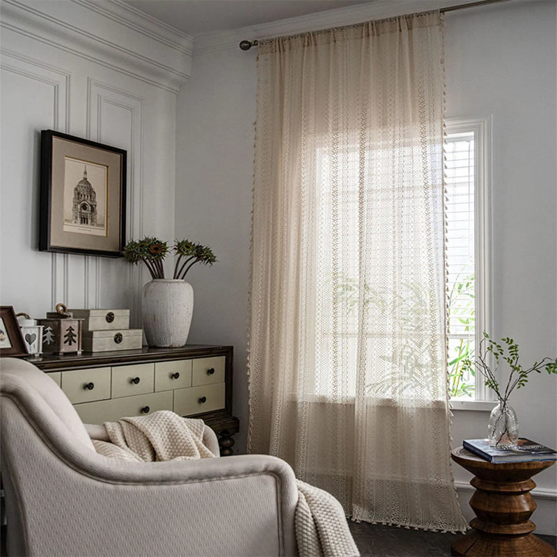 Boho-Vorhang mit Spitze