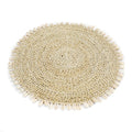 Set de table rond en jonc de mer avec bordure de coquillages naturels