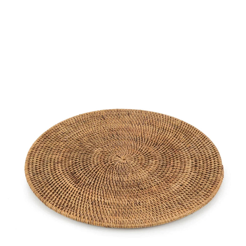 Rundes Platzset aus geflochtenem Rattan in Naturbraun – 2er-Set