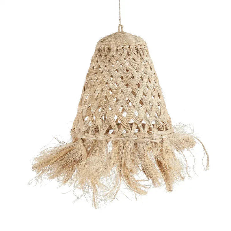 Hängeleuchte aus Abaca in Quallenform Natur 43 cm