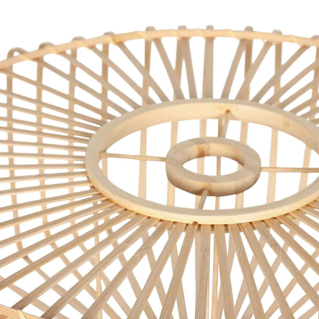 Suspension en bambou ajouré naturel ronde pour salon ou chambre Ø40 cm