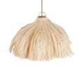 Lampe pendentif fibres naturelles frangées paille Ø60 cm beige duveteuse