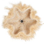 Suspension cloche fibres naturelles frangées paille Ø60 cm beige à plumes