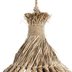 Cloche suspendue en mendong tressé naturel beige Ø50 cm avec anse corde tressée