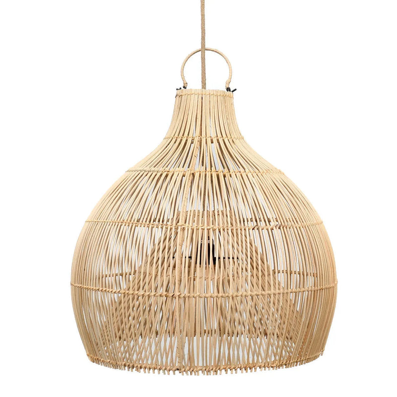 Suspension cloche en rotin tressé naturel ajouré – Ø40 cm