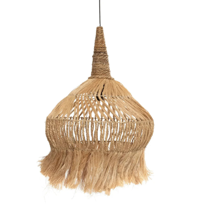 Kegelförmige Hängeleuchte aus geflochtenem Abaca – Natur – H70 cm