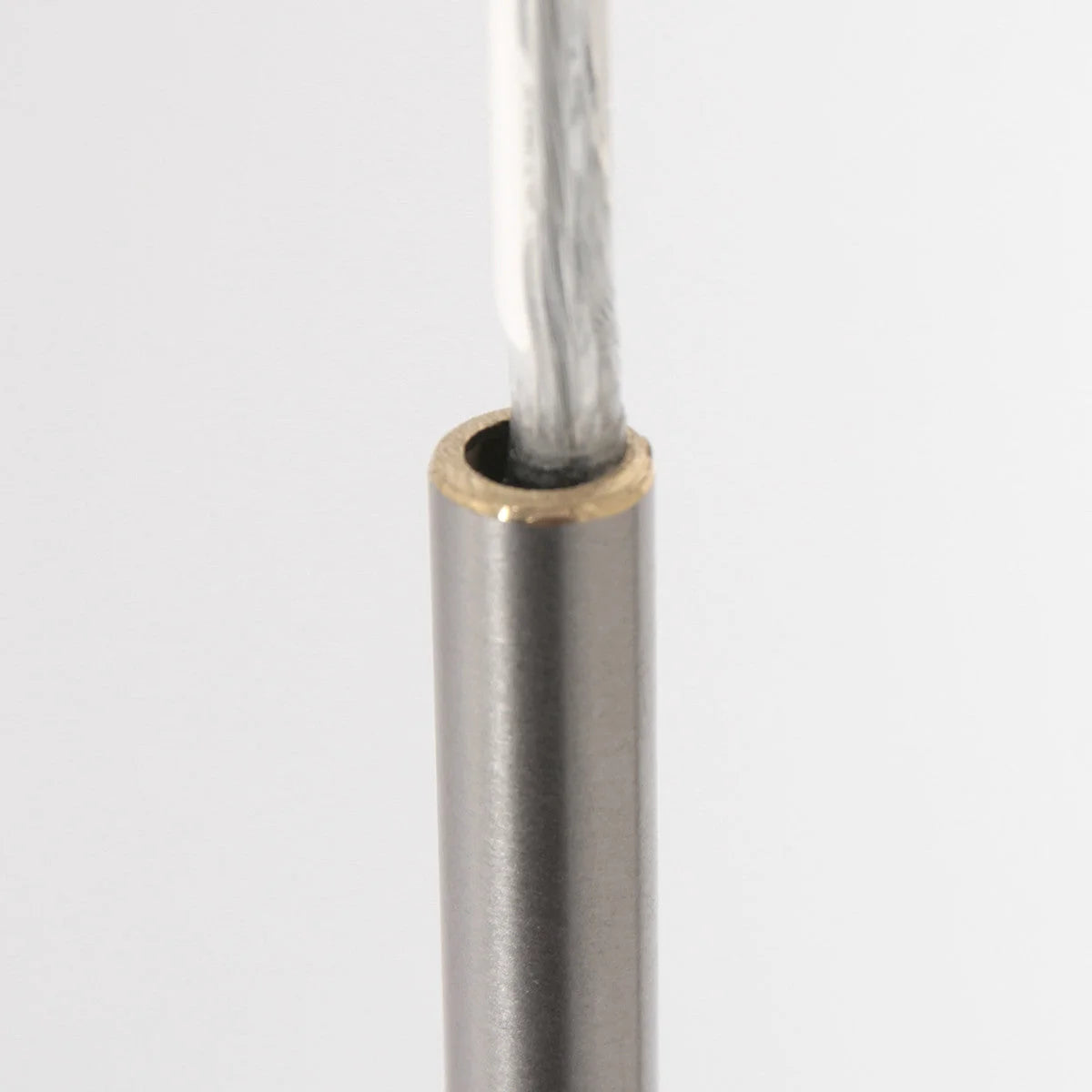Tube en métal argenté avec câble flexible pour Suspension cylindre tissu blanc et métal brossé Ø50 cm