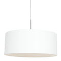 Suspension cylindre tissu blanc et métal brossé avec abat-jour en forme de tambour blanc