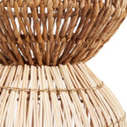 Suspension cylindrique en rotin tressé naturel à motifs contrastés – H60 cm