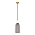 Suspension cylindrique en verre fumé mat et laiton doré Ø13 cm