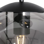 Abat-jour suspendu en verre fumé noir avec boules dégradées, diamètre 60 cm