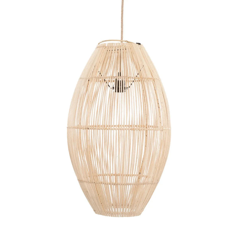 Ovale Hängeleuchte aus Rattan Natur – 35x60 cm