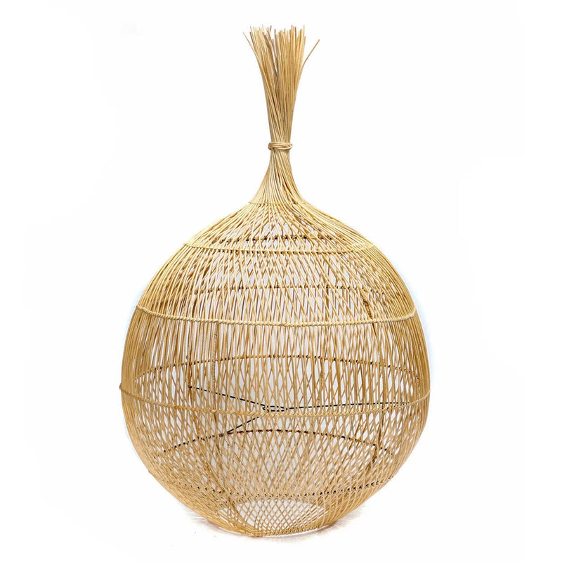 Ovale Hängeleuchte aus Naturrattan durchbrochen – Ø50 cm