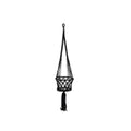 Support de plante en macramé noir en coton avec pampille décorative, H100 cm