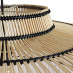 Abat-jour en bambou naturel ajouré noir torsadé forme tambour Ø61 cm