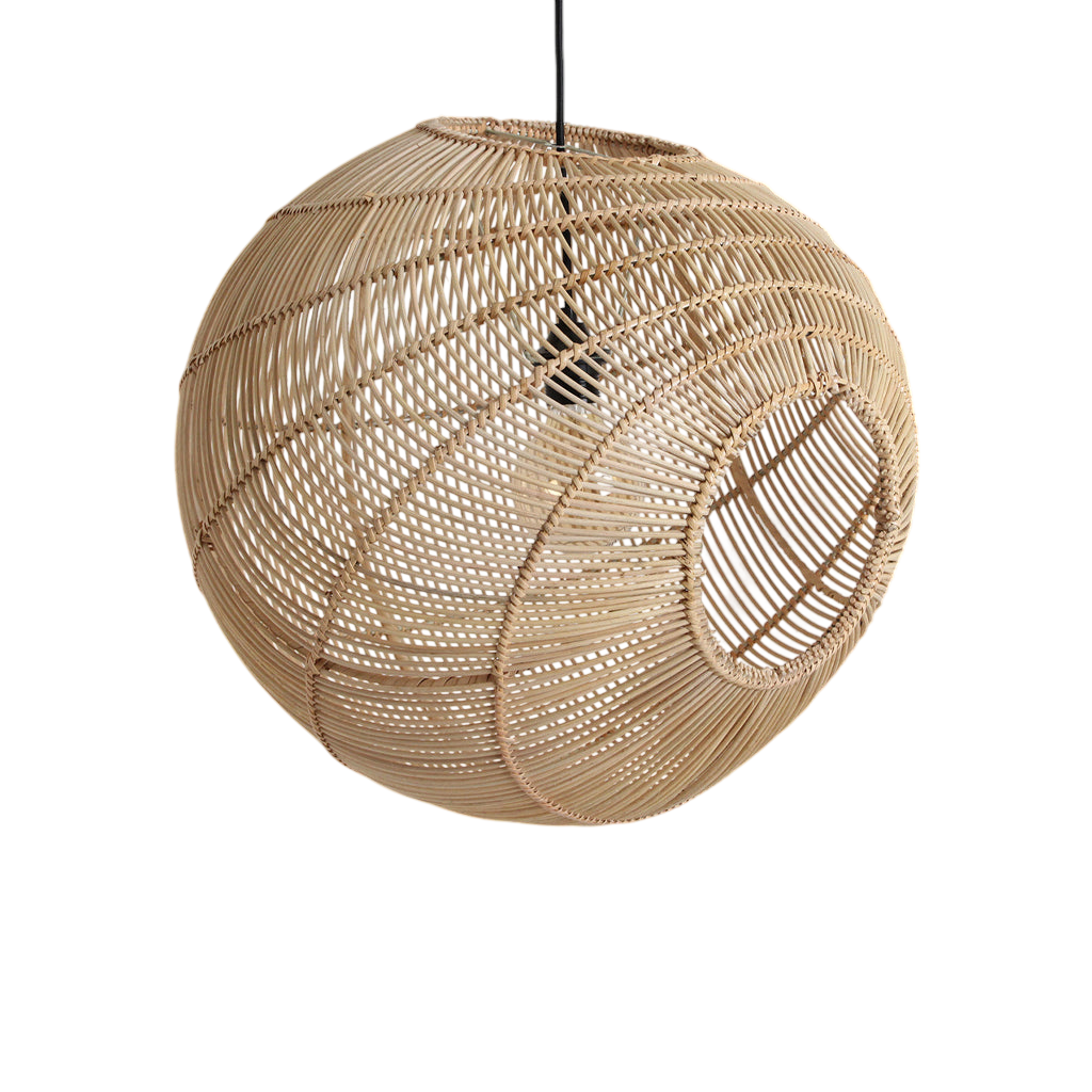 Kugelförmige Hängeleuchte aus durchbrochenem Rattan natur – Ø50 cm