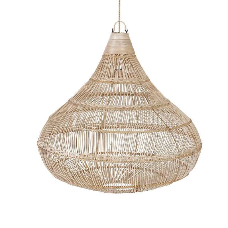 Hängeleuchte aus Rattan Natur in Tropfenform, geflochten und durchbrochen – Ø55 cm - M