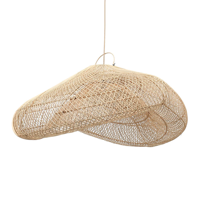 Hängeleuchte aus Rattan Natur in Wolkenform für Wohn- und Schlafzimmer – Ø120 cm