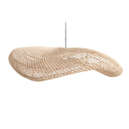 Hängeleuchte aus Rattan natur in Wellenform, durchbrochen geflochten – Ø115 cm