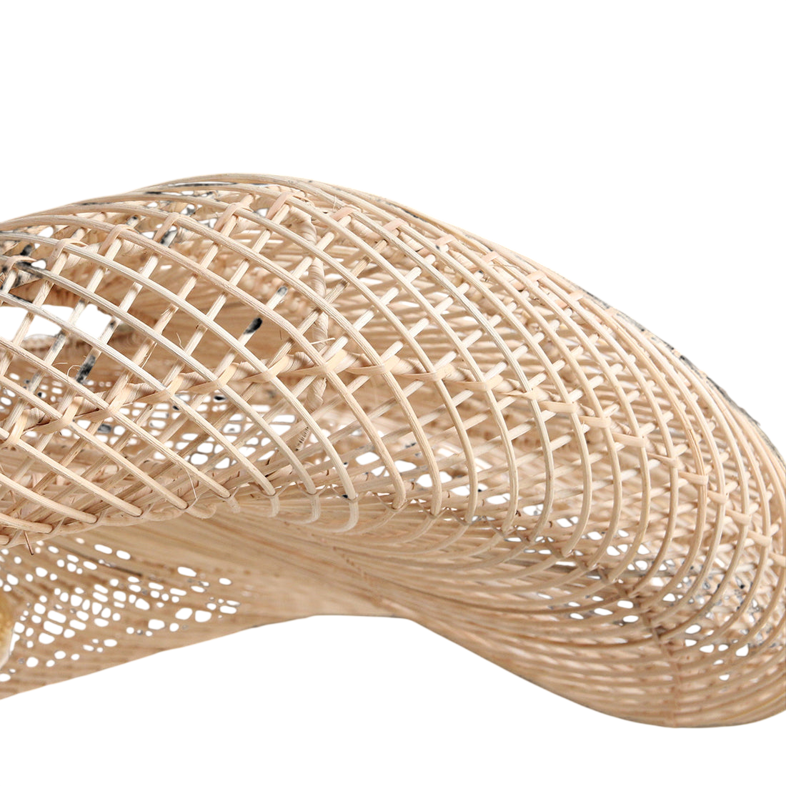 Hängeleuchte aus Rattan natur in Wellenform, durchbrochen geflochten – Ø115 cm