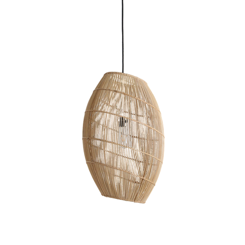 Hängeleuchte aus Rattan natur in ovaler Form, durchbrochen – Ø40 x H60 cm
