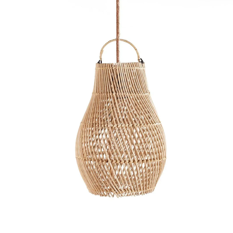 Hängeleuchte aus geflochtenem Naturrattan in Ovalform – Ø20 cm