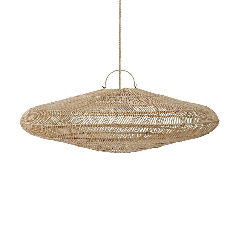 Hängeleuchte aus geflochtenem Rattan Natur, Untertassenform XL – Ø150 cm