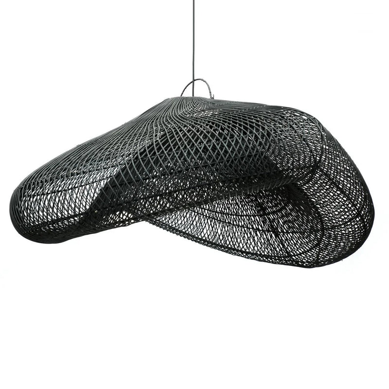 Hängeleuchte aus schwarzem Rattan in organischer Form – Ø120 cm