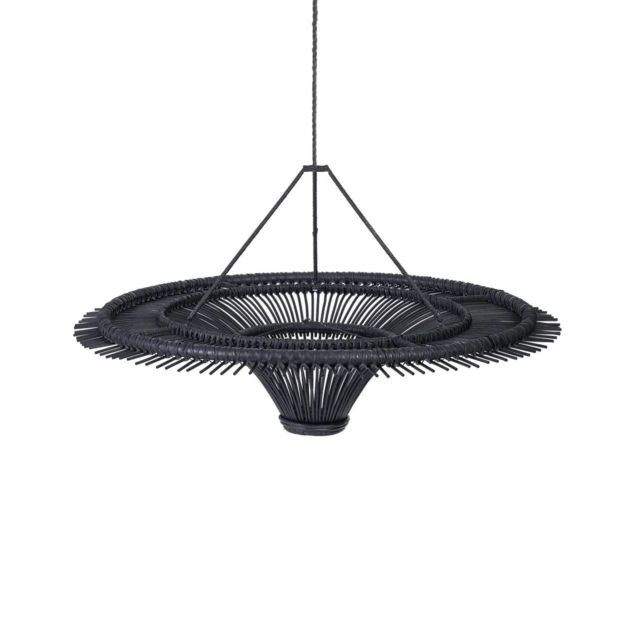 Suspension rotin noir - Ø60 cm