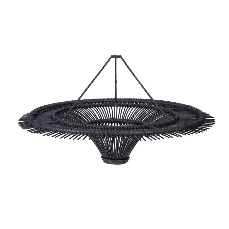 Hängeleuchte aus Rattan Schwarz XL 110 cm runde Design-Deckenleuchte