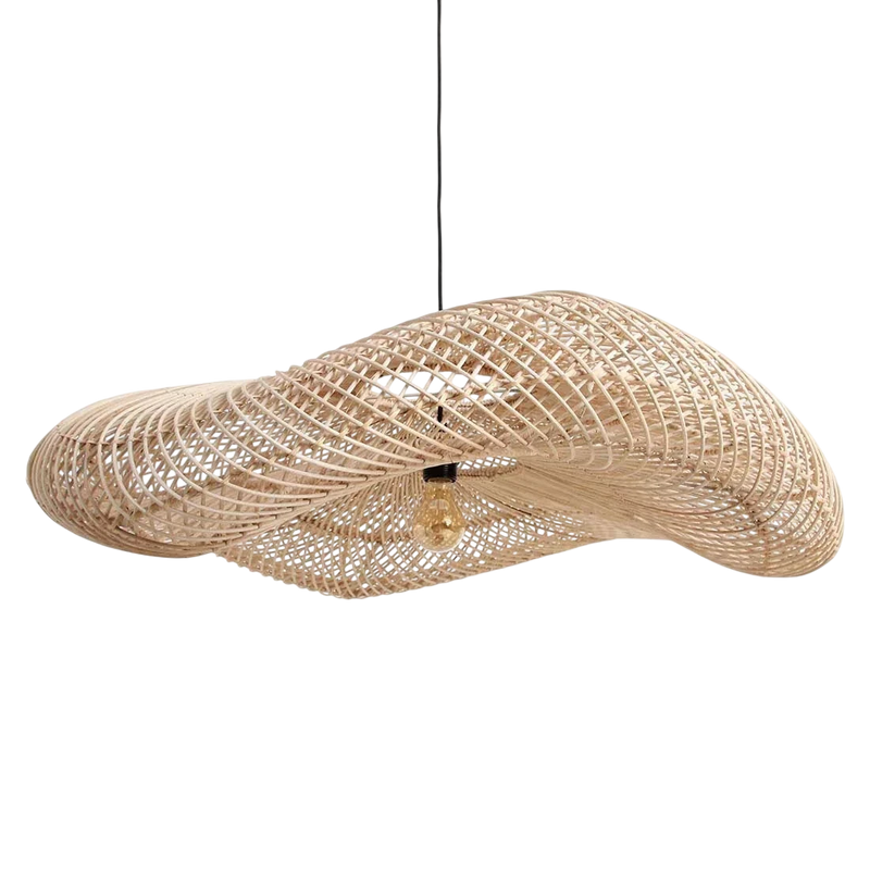 Hängeleuchte aus geflochtenem Rattan in Wellenform XL – Ø90 cm