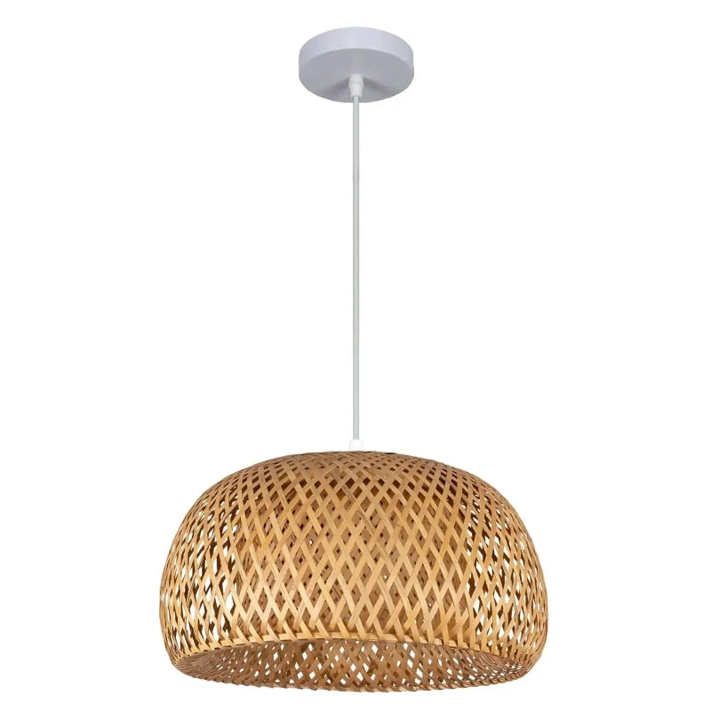 Runde Hängeleuchte aus Rattan