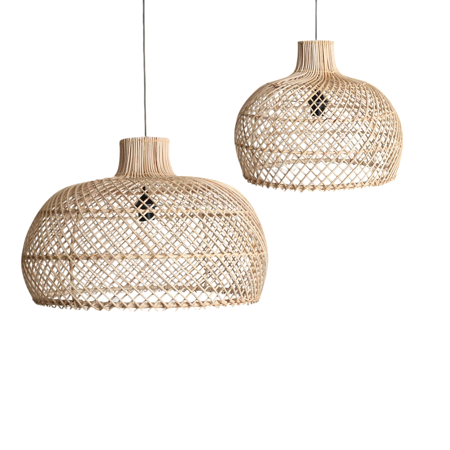 Suspension en rotin tressé naturel forme dôme – Ø57 cm