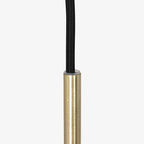 Tube en métal doré avec cordon noir pour suspension en verre ambre sphère Ø25 cm