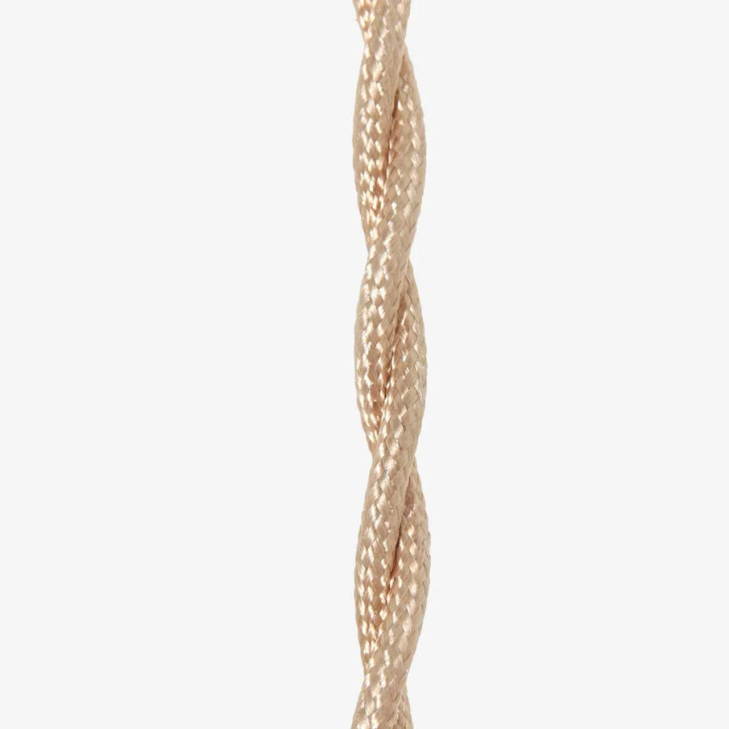 Câble électrique torsadé beige clair pour suspension en verre taillé et laiton doré