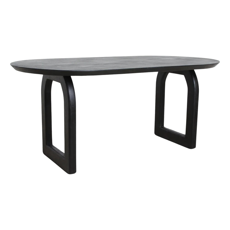 Ovaler Esstisch aus Holz in Schwarz mit offenen Bogenfüßen – 180x90 cm
