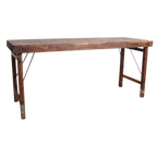 Klappbarer Esstisch aus recyceltem Holz in patiniertem Braun – 173x60 cm