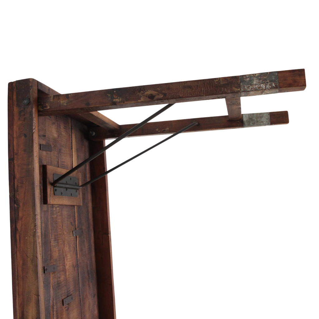 Klappbarer Esstisch aus recyceltem Holz in patiniertem Braun – 173x60 cm