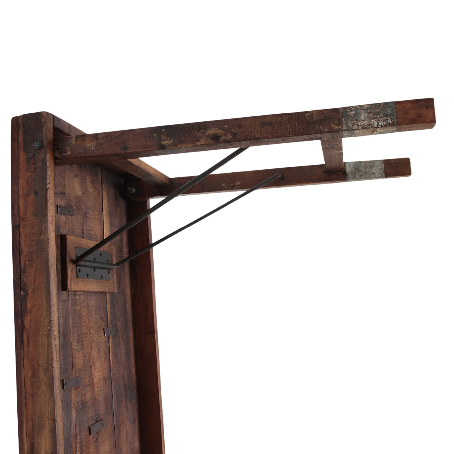 Klappbarer Esstisch aus recyceltem Holz in patiniertem Braun – 173x60 cm