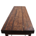 Klappbarer Esstisch aus recyceltem Holz in patiniertem Braun – 173x60 cm