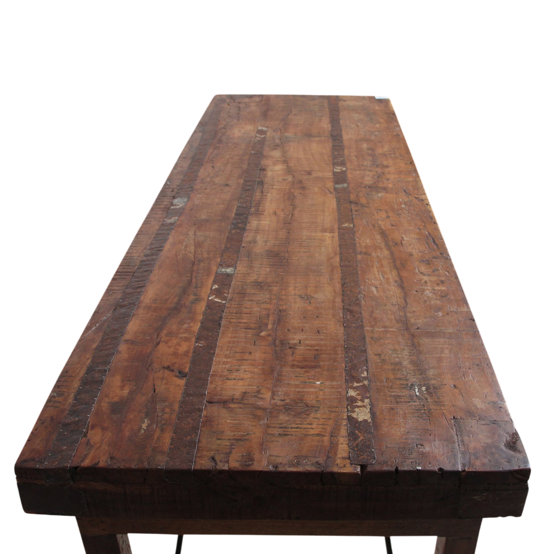 Klappbarer Esstisch aus recyceltem Holz in patiniertem Braun – 173x60 cm