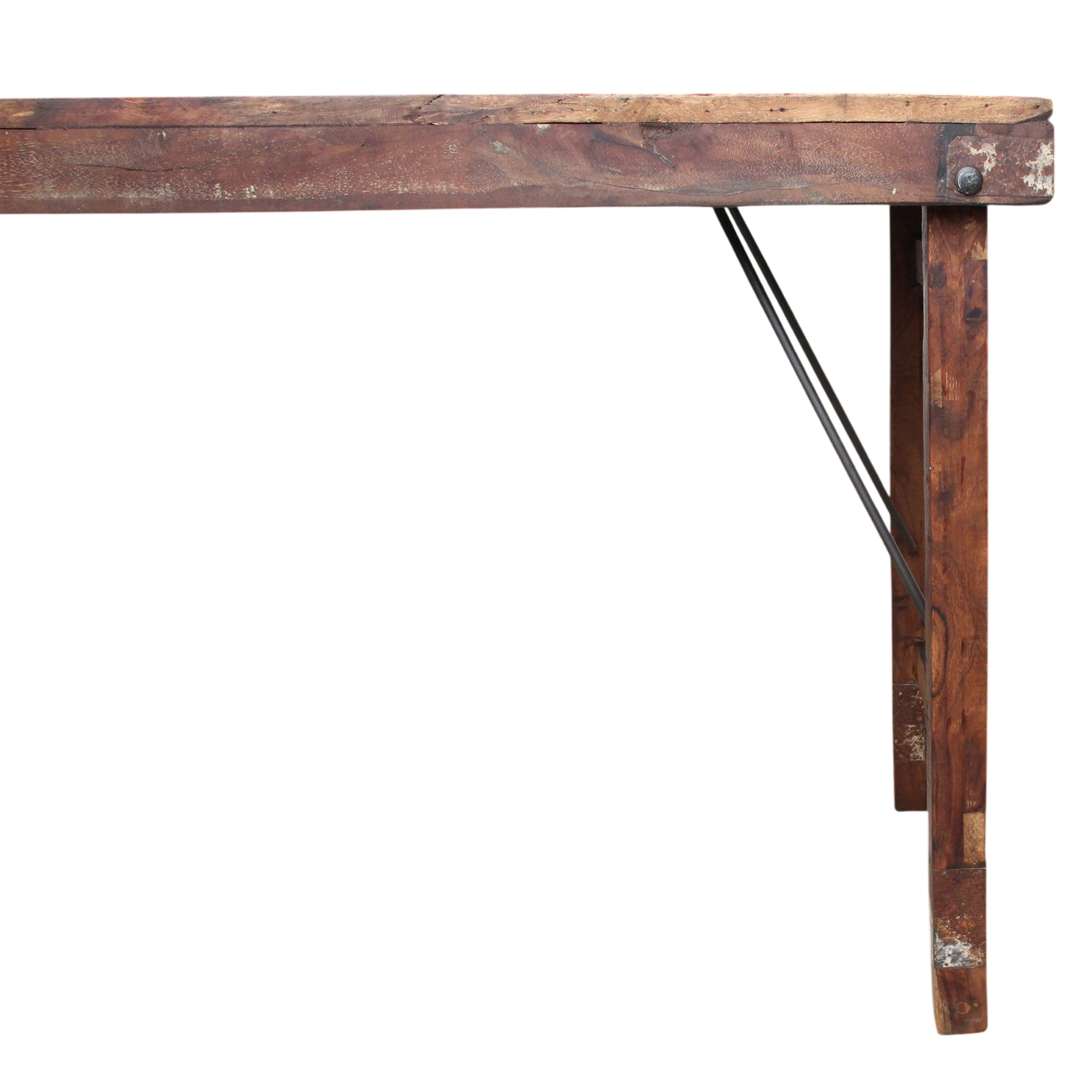 Klappbarer Esstisch aus recyceltem Holz in patiniertem Braun – 173x60 cm