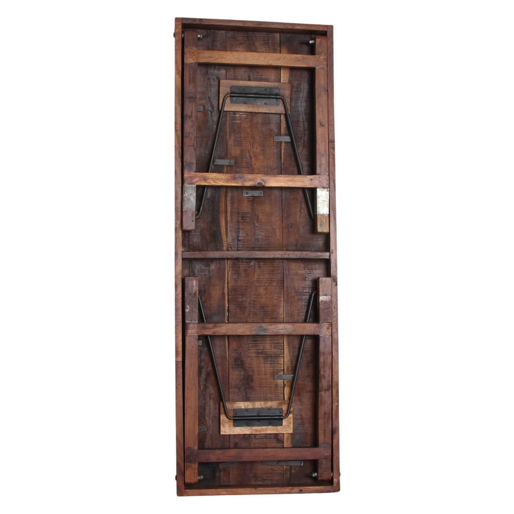 Klappbarer Esstisch aus recyceltem Holz in patiniertem Braun – 173x60 cm