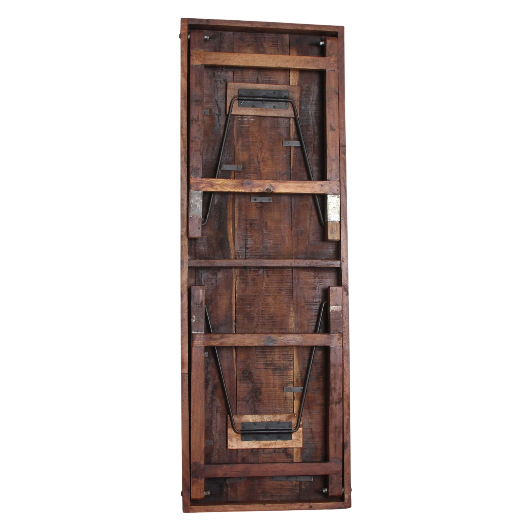 Klappbarer Esstisch aus recyceltem Holz in patiniertem Braun – 173x60 cm