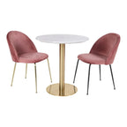 Table à manger ronde marbre blanc pied doré métal Ø70 cm