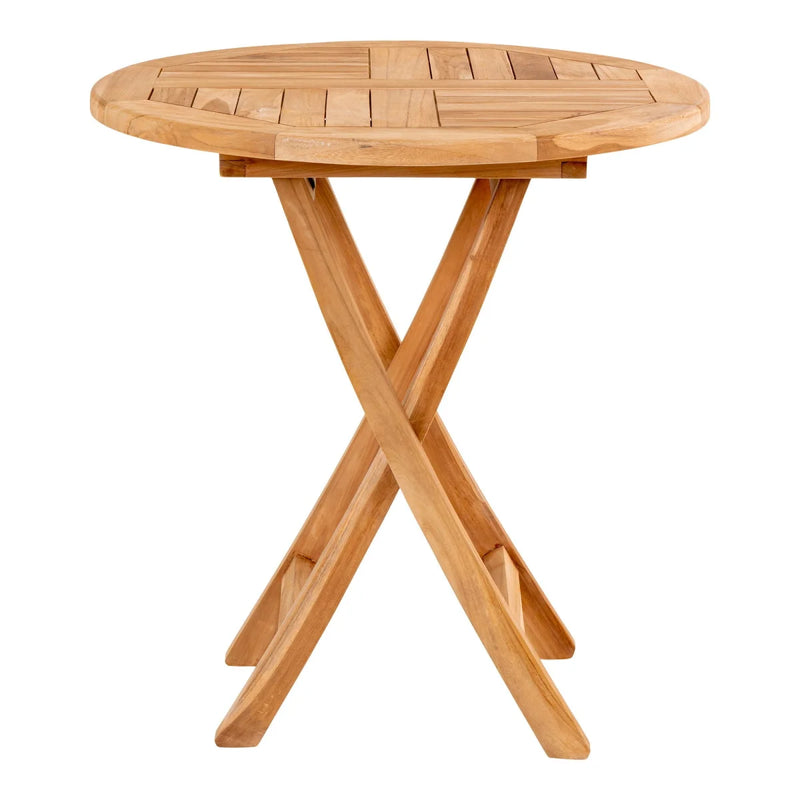 Runder Esstisch aus Teak natur für den Außenbereich – Ø70 cm