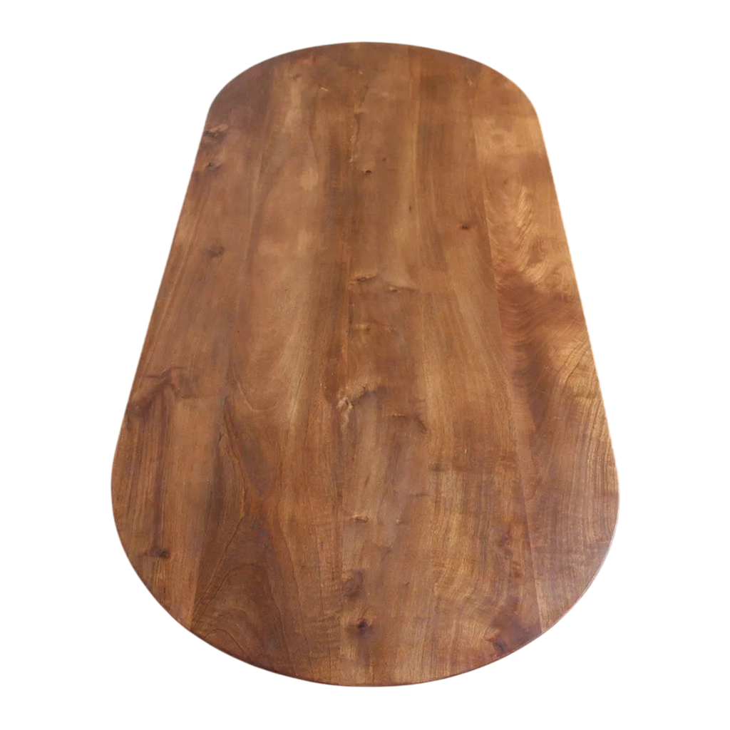 Table basse en bois massif marron forme capsule 140x60 cm